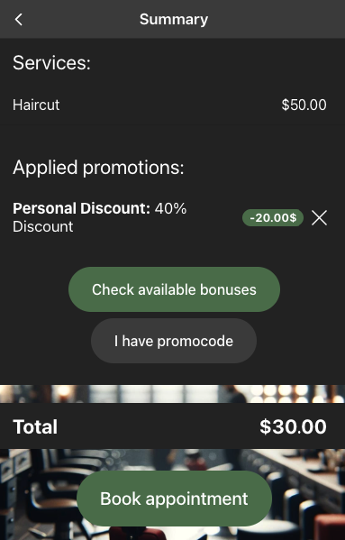 Individual discount assigned automatically in booking Individual discount assigned automatically in booking